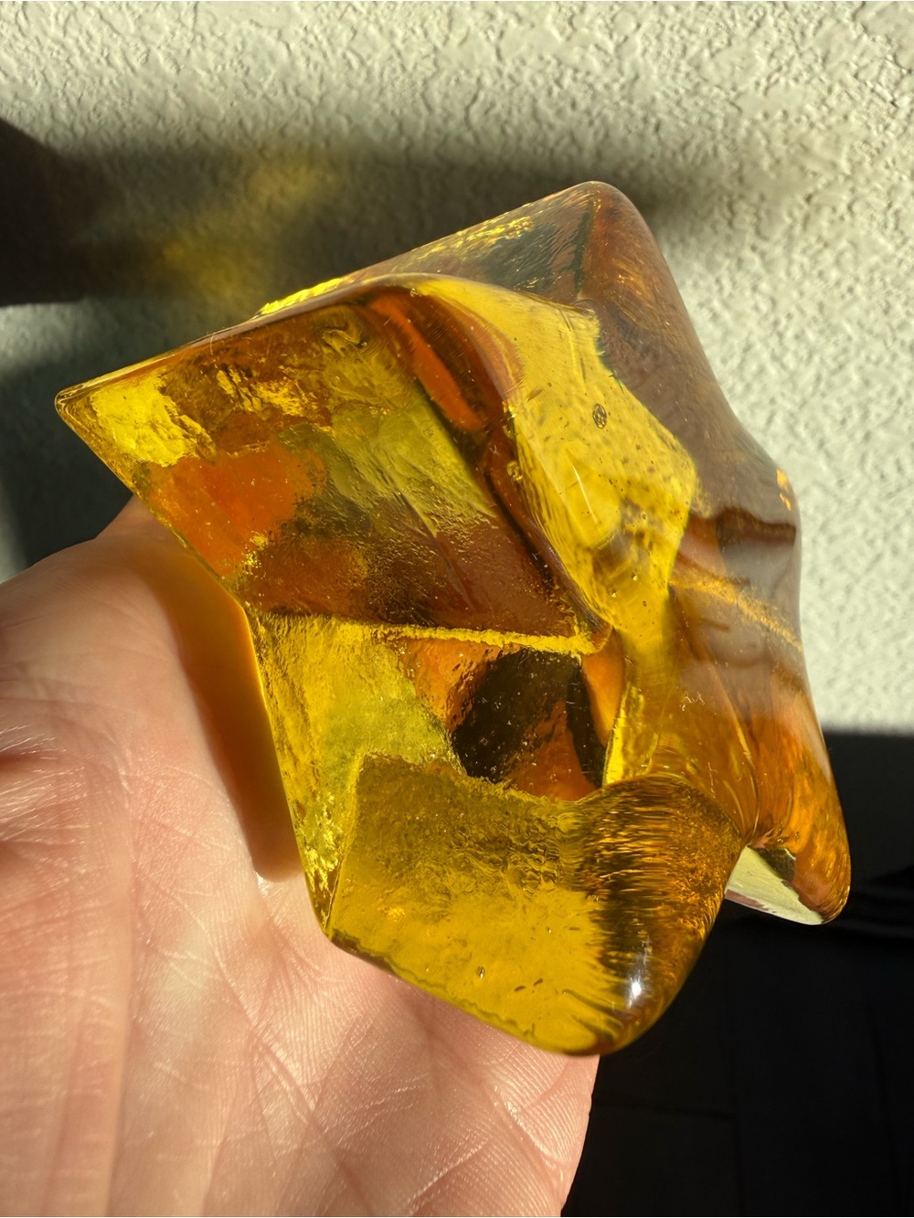 Handmade Amber Art Glass Star Sculpture — “Fire & Light” Signed - Picture 2 of 8